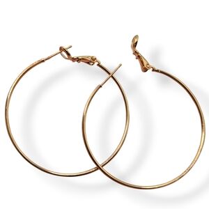 Gold Hoop Earrings Safety Leverback Huggie Post Gold Plate Boho Lightweight